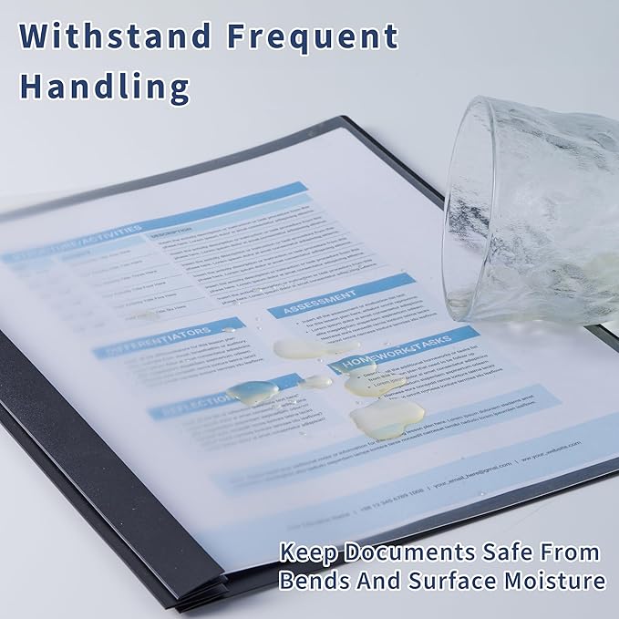 Binditek 30 Pack Clear Front Report Covers with 3 Prongs, 100-Sheet Capacity, Heavy-Duty Plastic Report Folder with Color Back Covers, 3 Metal Prongs Fasteners, for Letter Size, 5 Assorted Color