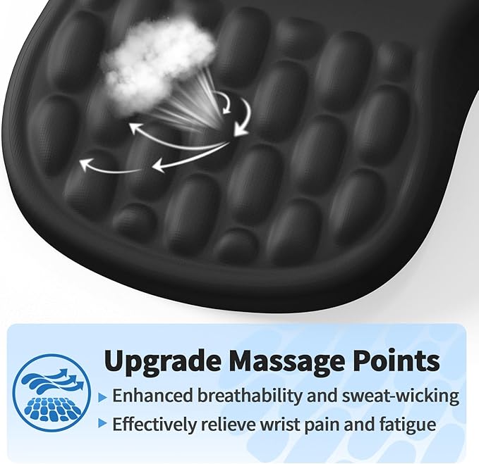 YIWEI Ergonomic Mouse Pad with Wrist Rest Support, Mousepad with Comfortable Memory Foam Wrist Rest and Non-Slip PU Base for Pain Relief, Computer, Laptop, Office, Home (Black)