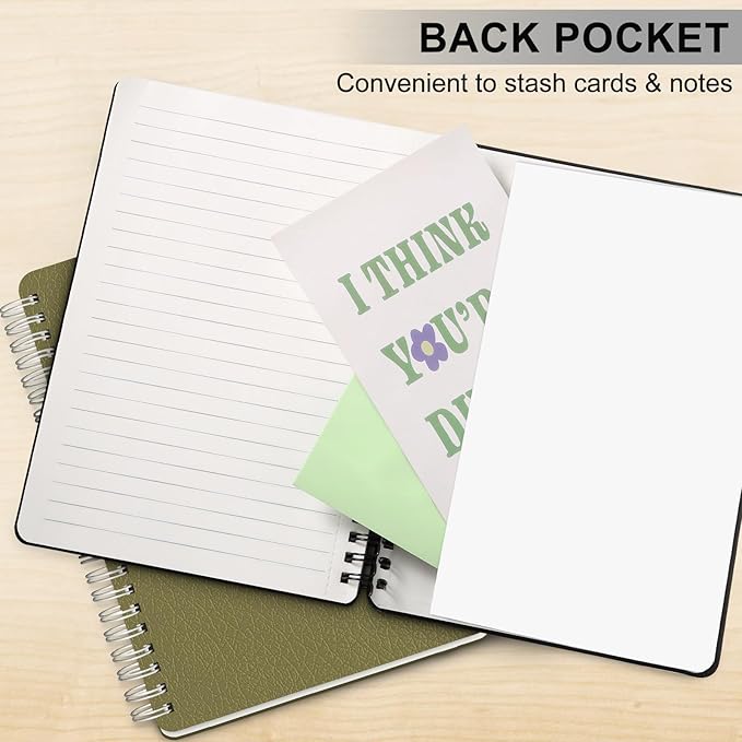 Lined Spiral Journal Notebook, B5 Hardcover Leather Notebook for Work, 7.8''×10'', 100GSM Thick Paper Spiral Bound Journaling Notebooks for Women & Men Office School Note Taking Business, Black