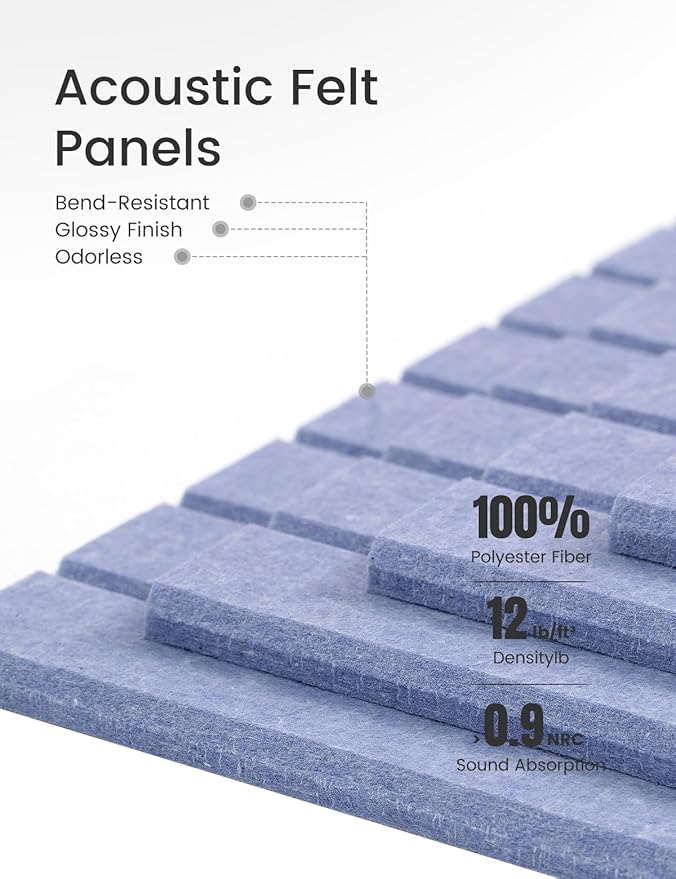 Large Felt Bulletin Board 48" x 36" Cork Board Alternative-12 Pack with 70 Safe Removable Adhesive Tabs, Cork Boards for Walls for Home Office Classroom Pin Board (Soft Periwinkle)