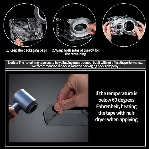 Art3d Nano Double-Sided Adhesive Tape, Multipurpose Tape for Carpet Mats/Paste Items/Photos Frames/Craft Wall Mounting