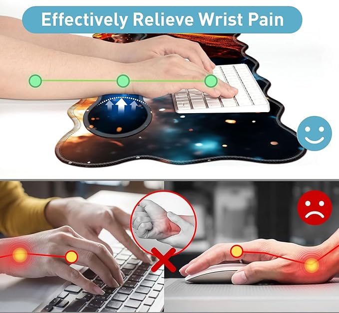 Large Mouse Pad and Keyboard Wrist Rest, Desk Pad for Keyboard and Mouse, 4-in-1 Large Gaming Mouse Pad with Wrist Support, Desk Mat for Home Office Study Game-Flaming Skull