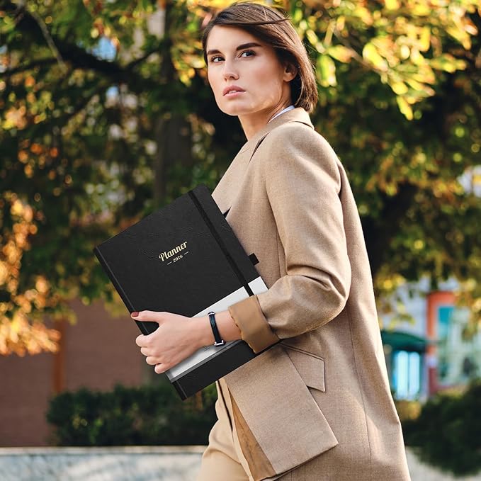 AHGXG 2026 Planner, Weekly and Monthly, Large A4 8.5"x11", Planner 2026-2027, Calendar 15-Months Jan 2026 - Mar 2027, Vegan Leather Softcover, Inner Pocket, Black