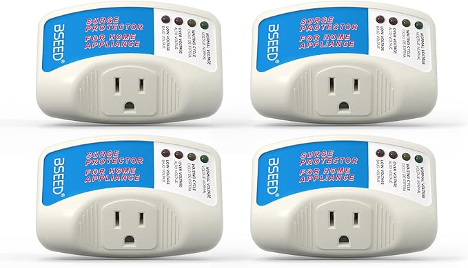 BSEED Voltage Protector, Single Outlet Surge Protector for Valuable Home Appliance Multi-Function Plug with Protection Wall Mount Power Suppressor for TV/PC/Refrigerator, 15A,125V, 1875W, 4 Pack
