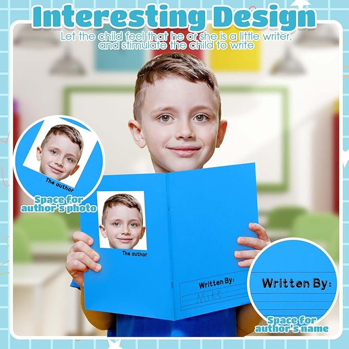 Henoyso 12 Pcs 120 Pages Primary Composition Notebooks K-2 9 3/4 x 7 1/2 Inch Journals Primary Journals Blank Books for Kids to Write Stories Kindergarten (Red,Green,Blue,Purple)