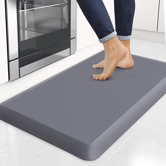 4/5 Inch Thick Kitchen Mats for Floor, StepRite Kitchen Rug for Standing Desk, Non-Slip, Thicker, Stain Resistant, Waterproof, Comfort Anti Fatigue Floor Mat for Home, Kitchen, Office - Grey,32*20''