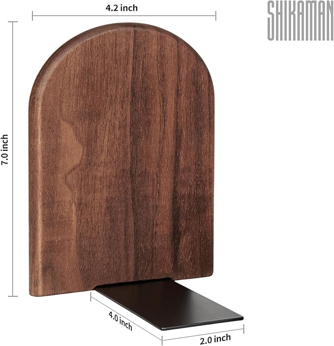 Book Ends,4 Pair Large Bookends Wood Book Ends Universal Economy Bookend (4, Large)