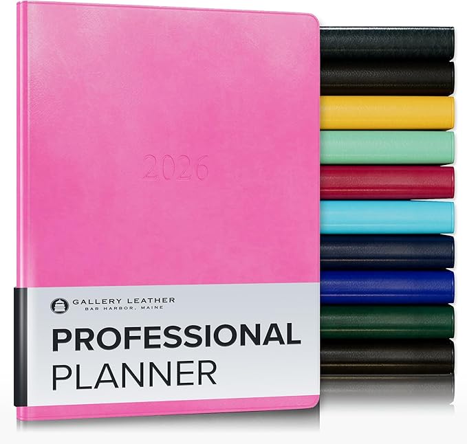 Gallery Leather Professional Weekly Monthly Planner 2026, Elegantly Bound Calendar Planner and Notebook with Stylish Gold-Gilded Page Edges, 12 Months - Acadia Hope - 9 x 7 "
