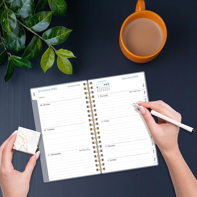 2026 Pocket Planner/Calendar - 2026 Planner from January 2026 - December 2026, Planner 2026 with 12 Tabs, Twin-Wire Binding, Inner Pocket, 3.75" x 6.75, Rose Flower