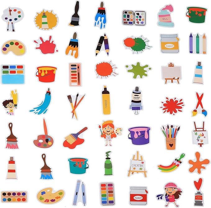 100 Pack Art Painting Stickers, Artistic Painting Party Favors Gifts, Birthday Decorations Gifts