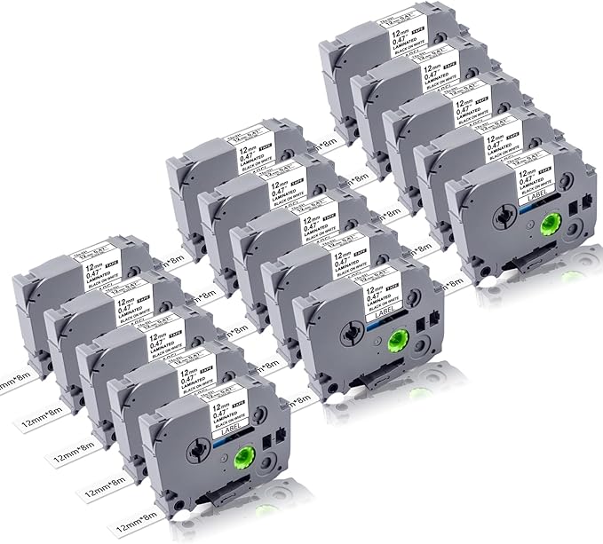 15Pack TZe-231 Label Maker Tapes Replacement for Brother P Touch Label Maker Refills, TZe231 Tape Laminated 12mm 0.47 White, TZ-231 Tapes for Brother PT-H110 PTD210 PTD220 PTD400 Printer
