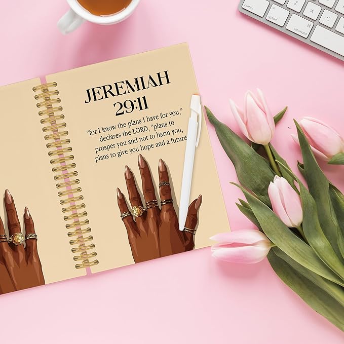 XPH Christian Spiral Notebook, Jeremiah 29:11 Bible Verse Journaling Notebooks for Note Taking, Religious Hardcover Journal for Writing 160 Pages 5.5 x 8.3 Inch, Christian Gifts for Black Women