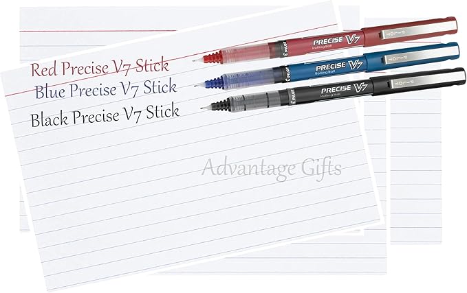 Precise V7 Stick Rolling Ball Pens, Fine Point (.7mm), Black Ink, 6-pk; Bundle with Plastic Reusable Pouch