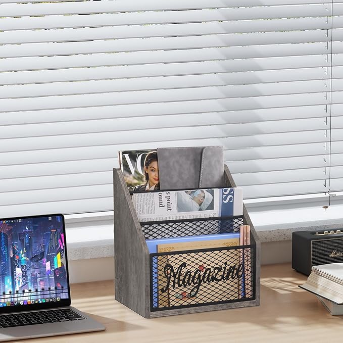 YINMIT Magazine Holder, Stepped 3 Tier Magazine Rack Floor, Magazine Storage Basket, Folder Organizer Bin for Magazines,Books,Newspapers,Tablets