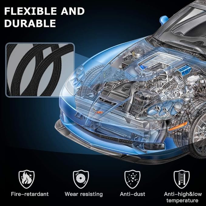 AGPTEK Cable Sleeve Cover, 6.6ft - 2/3 inch Desk Cord Organizer Cable Hider, Home Office Wire Management Computer TV Wire Loom Tubing, Pet Proof Cord Protector, from Cat Dog Chewing, Black