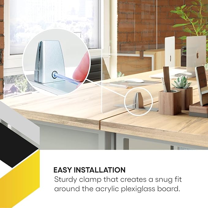 OBEX Acrylic Free Standing Screen, Divider for Desk Privacy Home & Office Partitions for Table Top Workstation, Portable Cubicle Panel for Work, 12" x 60", Clear