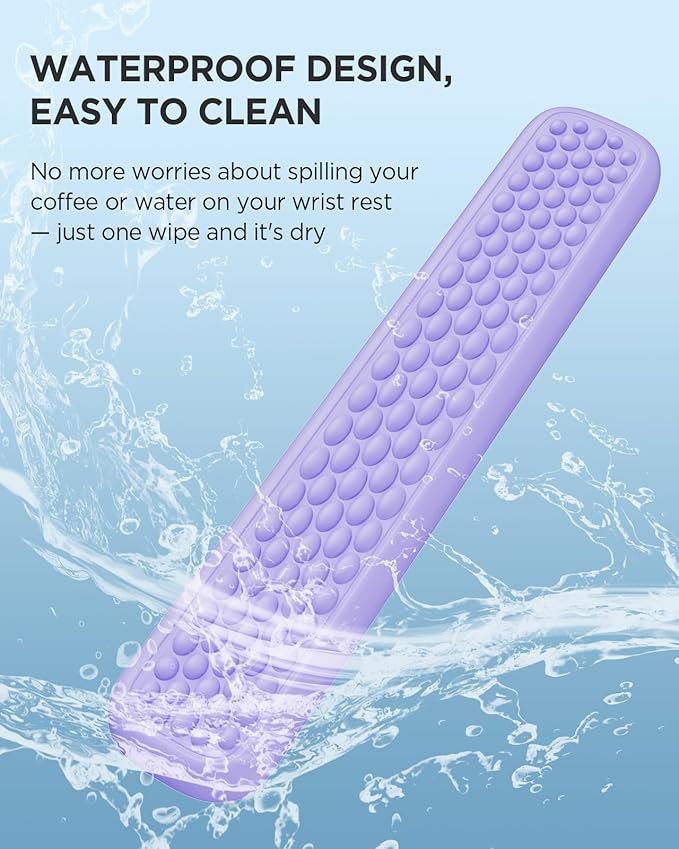 Lekvey Ergonomic Keyboard Wrist Rest, Waterproof PU Leather Wrist Pad with Memory Foam Massage Points, Durable Carpal Tunnel Support for Office/Gaming, Typing Pain Relief, Easy-Clean, Purple