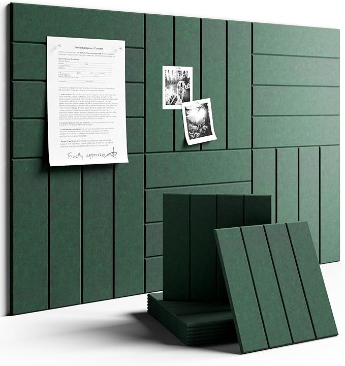 Large Felt Bulletin Board 48" x 36" Cork Board Alternative - 6 Pack with 40 Safe Removable Adhesive Tabs, Cork Boards for Walls Cork Board for Home Office Classroom Pin Board (Aurora Green)