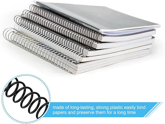 PATIKIL 13mm(1/2") Plastic Spiral Binding Coils, 20 Pcs Binding Spirals 105 Sheet Capacity 4:1 Pitch Binding Spirals for Binding Paper Sheets, Black