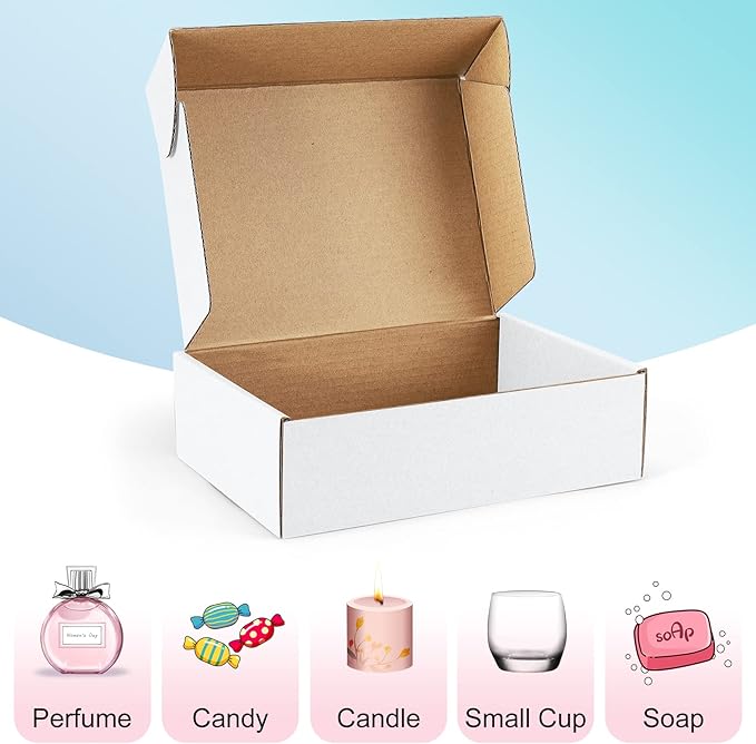 Shipping Boxes 7x5x2 inches White Small Mailing Boxes 25 Pack Cardboard Corrugated Box Mailers