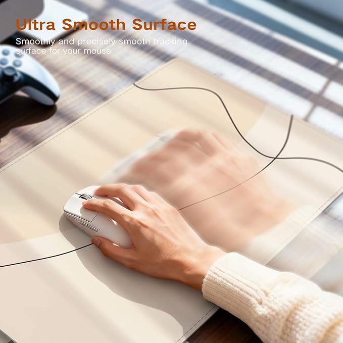 iCasso Heated Mouse Pad Hand Warmer, XL Heated Desk Pad, Electric Warm Desk Mat with 4 Heating Levels for Computer Keyboard, 31.5" x 13" Large Mousepad for Home Office Work (Brown Art)