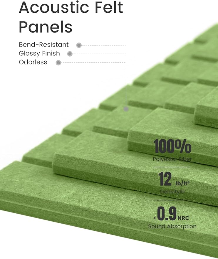Large Felt Bulletin Board 48" x 36" Cork Board Alternative-12 Pack with 70 Safe Removable Adhesive Tabs, Cork Boards for Walls Cork Board for Home Office Classroom Pin Board (Grass Green)