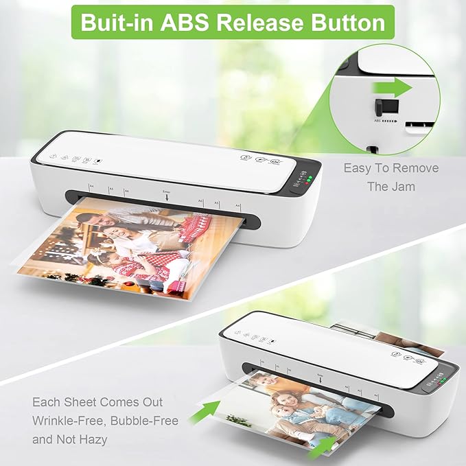 Laminator Machine with Laminating Sheets A4 Portable Thermal Lamination 9-Inch Laminate for Personal Office School Home Use, 6 in 1 Laminater Quick Warm Up Never Jam