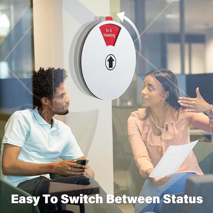 Office Door Signs, Do Not Disturb, In a Meeting, Working Remotely, Out of Office, Back Soon, Please Knock, 6 Options Privacy Wheel Sign, Business Status Indicator For Work, 6 inch Sliver 2PK