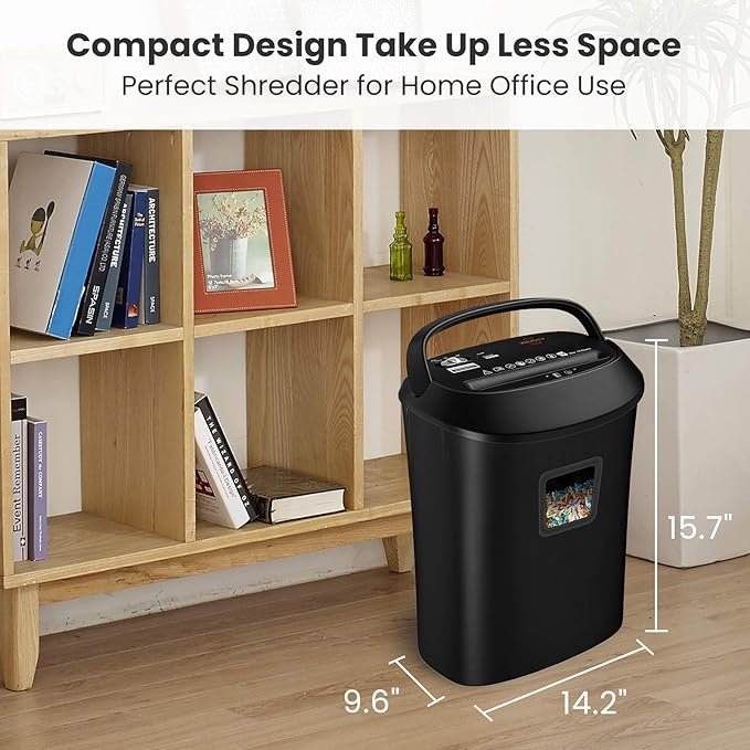Paper Shredder 58dB 14-Sheet Cross-Cut Shredder with US Patented Cutter Shreds Card/CD, Heavy Duty Paper Shredding Machine for Home Office with Auto Jam Proof,6.6-Gallon Bin