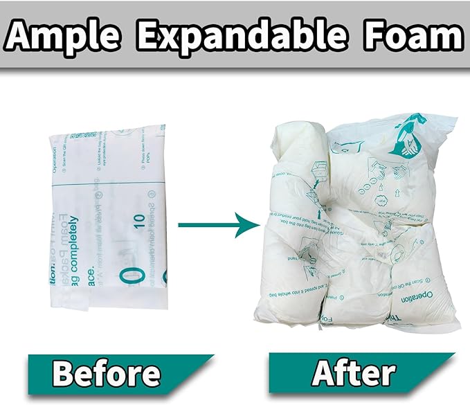 8 Pcs Expanding Packing Foam, ICLAP Ample Expandable Foam Packaging for PC, Fragile & Irregular Valuables Items, Electronics, Ceramics. Foam for Shipping & Moving, 14”x16”