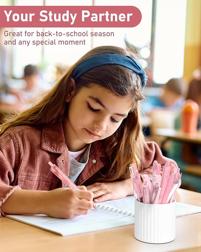 Four Candies 14Pack Pastel Gel Ink Pen Set,Cute Retractable 0.5mm Fine Point Pen,11 Pack Black Ink and 1 Pc Purple Ink Pens with 2Pcs Highlighter for School, Office, Mothers Day Gifts(Purple)