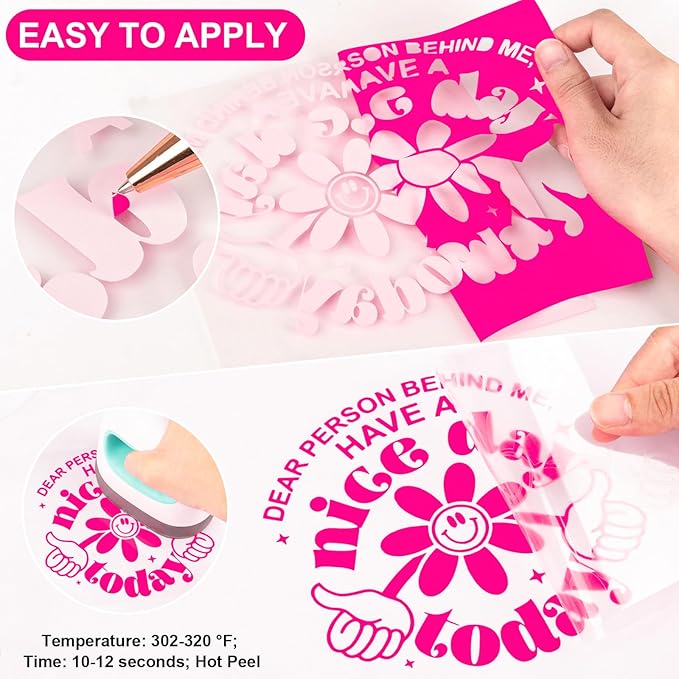 VINYL FROG Heat Transfer Vinyl Roll HTV Vinyl - 12" x12ft Hot Pink Iron on Vinyl for T-Shirts, Heat Press Vinyl for DIY Craft Designs (Hot Pink)