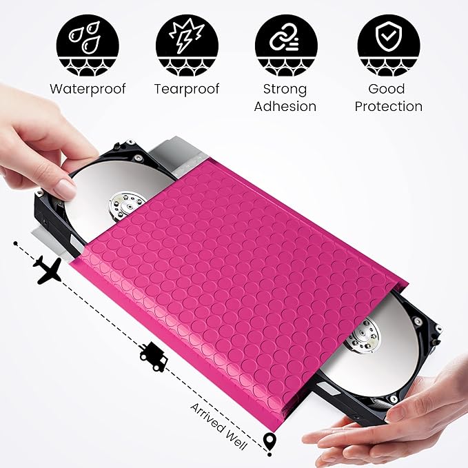 Fuxury 500 Pack Pink Bubble Mailers 6x10 Inch, Small Bubble Shipping Envelopes#0 Thick Bubble Padded Mailer Strong Adhesion Padded Envelopes for Mailing Jewelry,Makeup