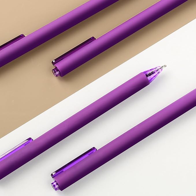 deegtran Pens Bulk, 50 Pack Smooth Purple Ink Ballpoint Pen, Wholesale Retractable Pens, No Bleed Aesthetic Click Pen Medium Point, 1.0MM