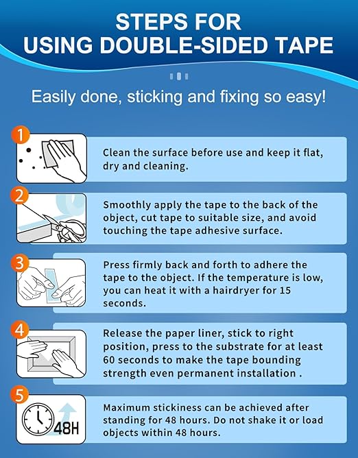 32 Pcs Large Double Sided Adhesive Tape Squares Heavy Duty, Made of 3M PE, Strong Sticky Pads Waterproof Heat Resistant, Extreme Mounting Foam Tape, Car Home Outdoor Use, 1.69x2.15 Inch