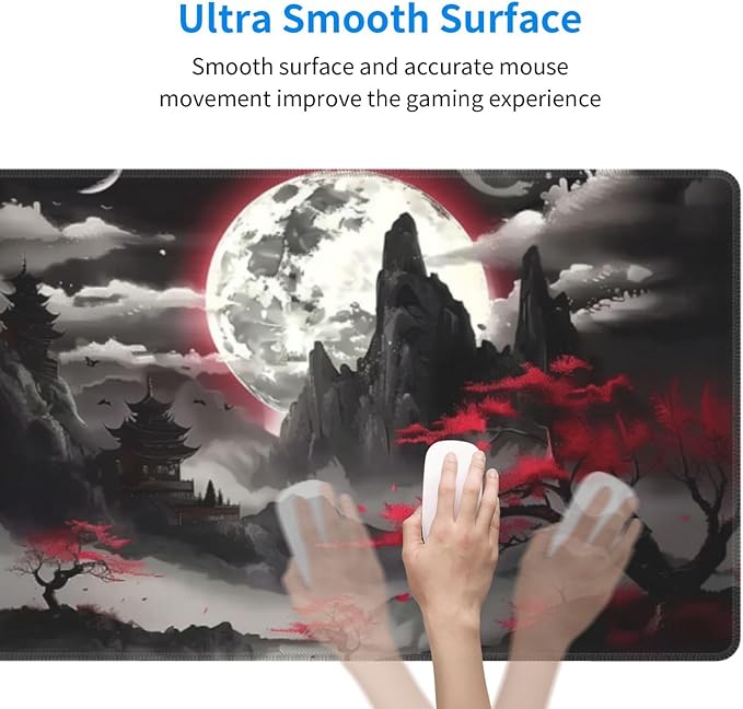 Extended Gaming Mouse Pad, Large Desk Mat XL Anime Mouse Pad Waterproof with Stitched Edges, Non-Slip Desktop Pad for Home and Office, Level Up Your 31.5x11.8 Inch (Night canyon2)