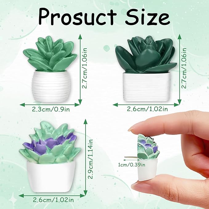 20 Pieces Push Pins Succulent Plants Floret Thumbtacks for Cork Board, Bulletin Boards, Photo Walls, Maps, Whiteboard, Bulletin Board and Other Offices Articles (Three Assorted Styles)