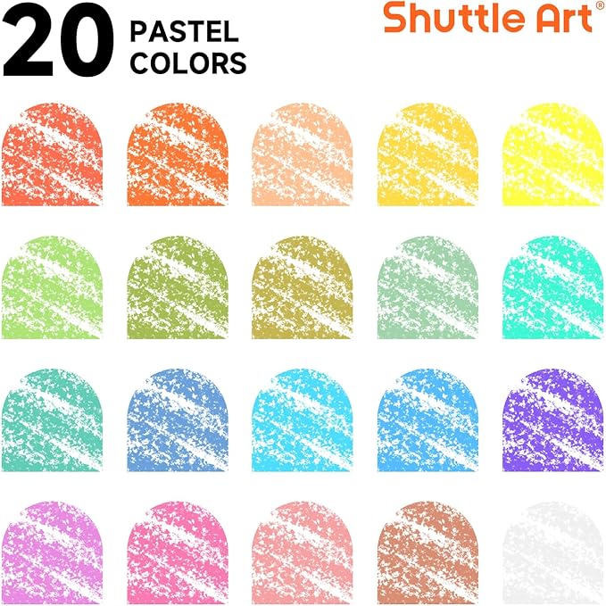 Shuttle Art Tempera Paint Sticks, 20 Pastel Colors, Solid Tempera Paint for Kids, Super Quick Drying, Works Great on Paper Wood Glass Ceramic Canvas