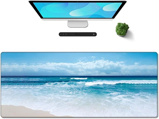 Galdas Gaming Mouse Pad XXL XL Large Long Extended Big Mousepad Non-Slip Rubber Keyboard Mouse Pad with Stitched Edges for Laptop Home Office (31.5x11.8x0.08 Inch) … (Wave 2025)