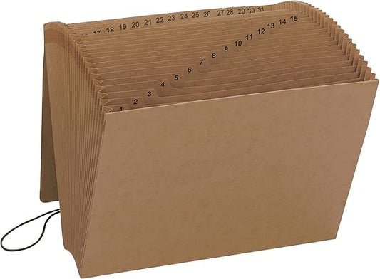 Smead Expanding File with Flap and Cord Closure, 31 Pockets, Daily (1-31), Letter Size, Kraft (70168), (Pack of 6)