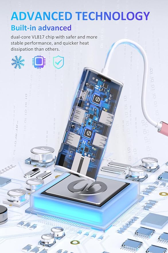 UtechSmart USB C Hub, Ethernet Multiport Adapter 6 in 1 USB C to HDMI Dock Compatible for MacBook Pro/Air, Chromebook, Dell XPS, HP and Type C Devices (Gigabit Ethernet 100W PD 4K HDMI USB 3.0) Pink