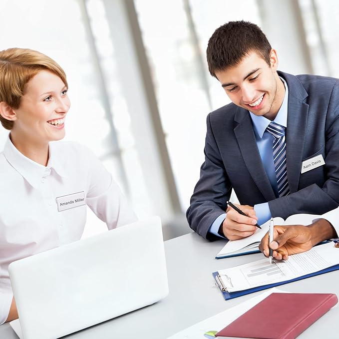 50 Pieces Magnetic Name Tags Kit Acrylic Name Badge Holders Clear Label Holders with Blank Printable Paper Inserts Magnets Custom Identity for Office