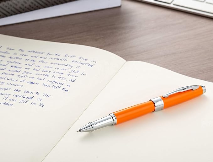 ZenZoi Elegant Orange Pen Set W/Fine Point Rollerball Ink – Luxury Writing Pens For Men Or Women. Nice Pen Gift Set W/Roller Ball Tip Refills & High End Pen Box. Executive Smooth Quality Writing Pens