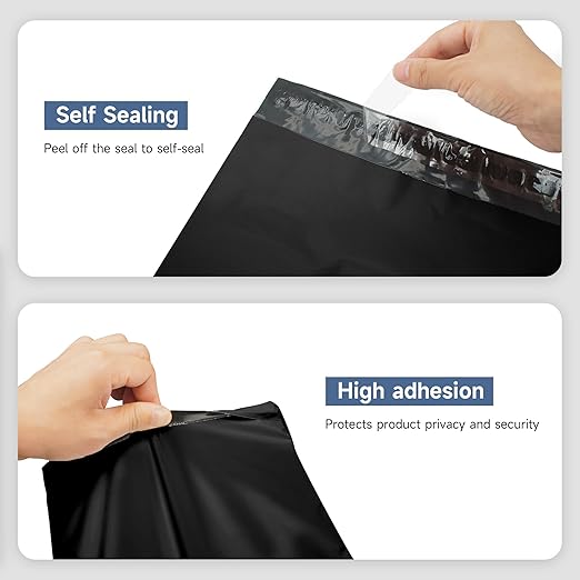 KKBESTPACK 200 Large Poly Mailers 10x13 Shipping Bags for Small Business – Self Sealing Package Envelopes Black