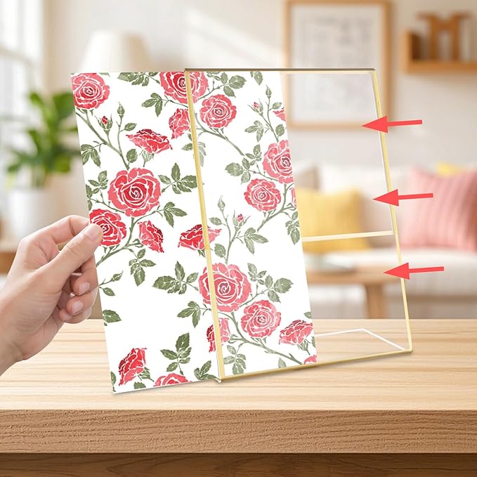 12 Pack Acrylic Sign Holder 8.5 x 11 Gold Vertical Plastic Sign Holder 8.5 x 11 Standing Clear Flyer Display Holder Menu Picture Paper Display Stand for Hotel, Office, Restaurant