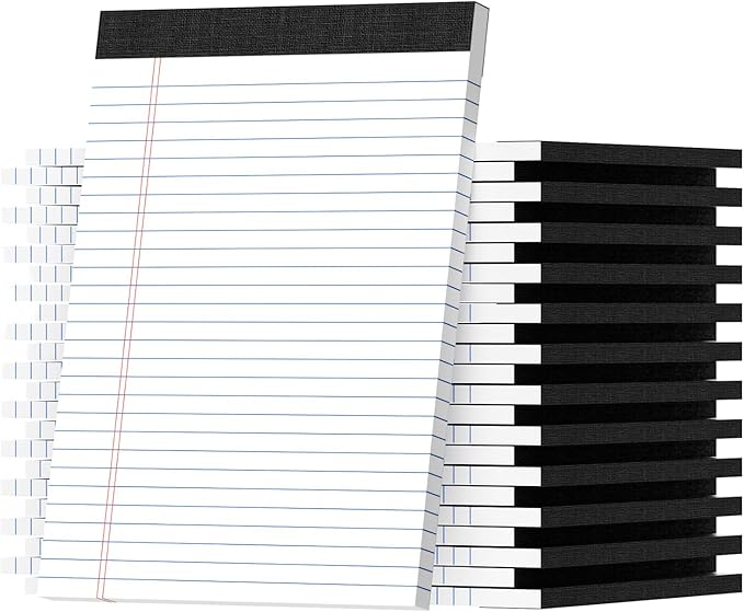 Legal Pads 8.5 X11.75, Narrow Ruled Notepads, 24 Pack, 30 Sheet/Pad, White Legal Pads, Tear Off Notepad, Perforated Writing Pad, Notebook Paper College Ruled, Notepads for Office Home School, Notepad