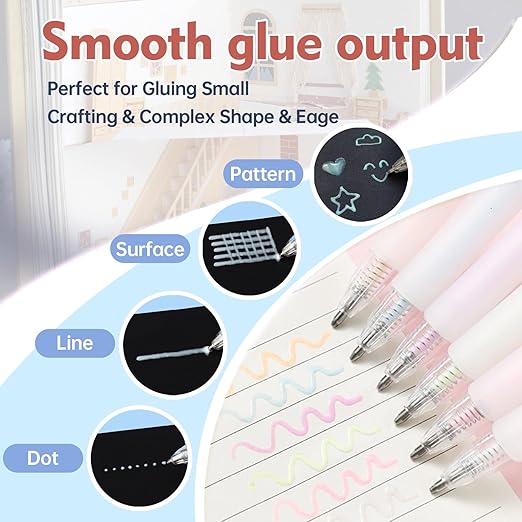 Fine Tip Glue Pen, Quick Dry Roller Stick Pens, Apply Glue Like Writing, Easy Control Precision Adhesive for Scrapbooking, Card Making, Crafting, Foil Calligraphy, Craft Supplies