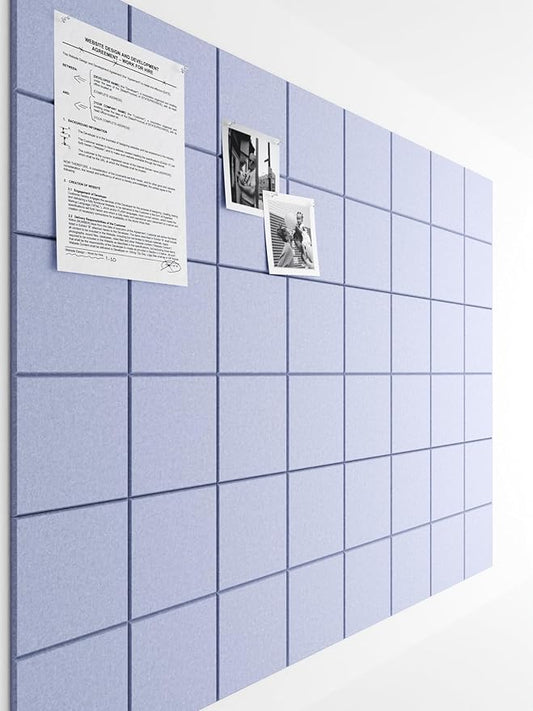 Bumusty Large Cork Board Alternative-47 x35 Felt Bulletin Board Tiles, with 30 Pushpins, 70 Adhesive Tabs, 12-Pack Slat Wall Paneling, Cork Boards for Office Push Pin Board Felt Board-Soft Periwinkle