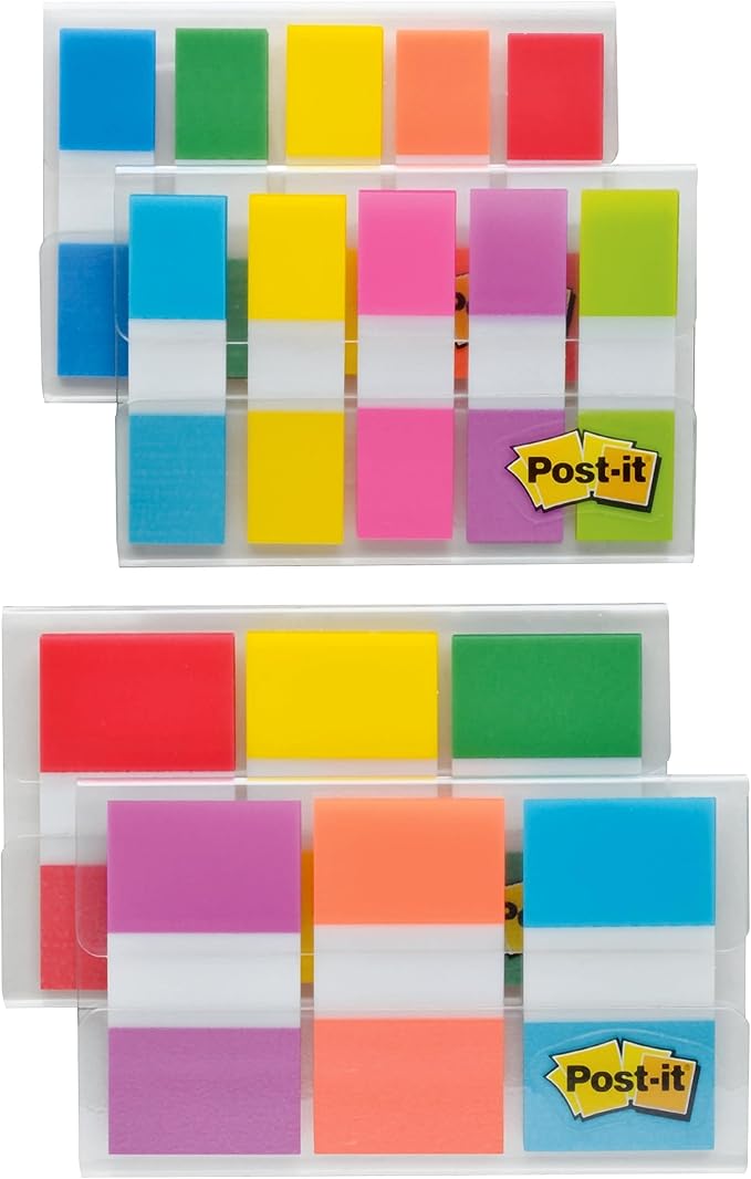 Post-it Flags Combo Pack, 4 On-The-Go Dispensers/Pack, 120 .94 in Wide and 200 .47 in Wide Flags, Assorted Colors (683-XL1) (Pack of 12)