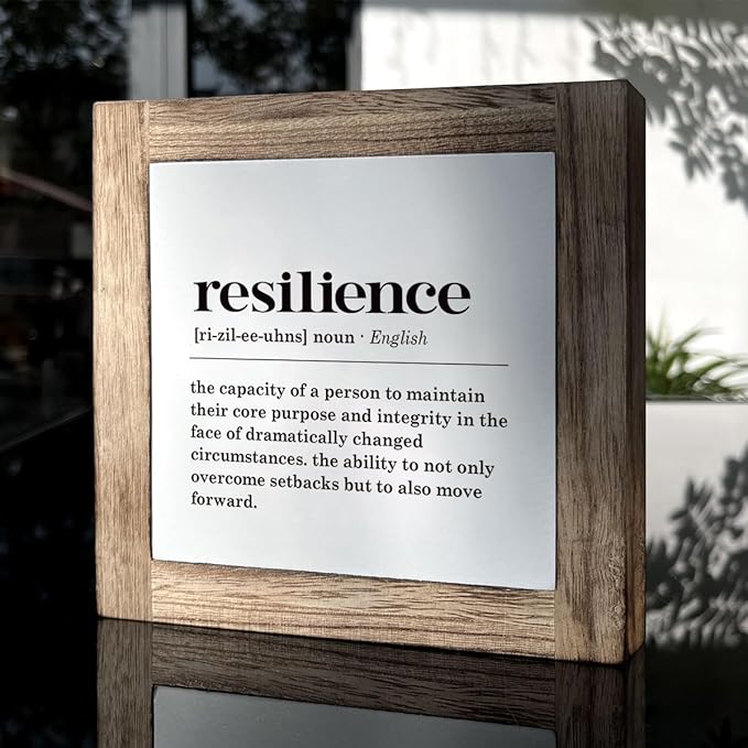 Resilience Definition Wood Block Sign - Motivational Office & Home Decor